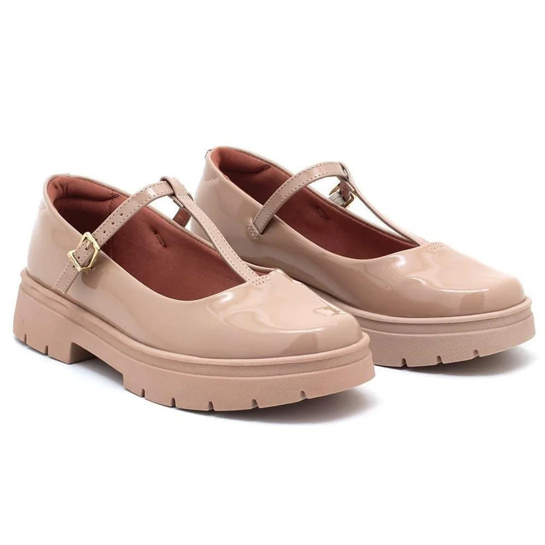 Mocassim Vizzano Verniz Tratorado Tiras Feminina 1422104 – Bege - Imagem 2