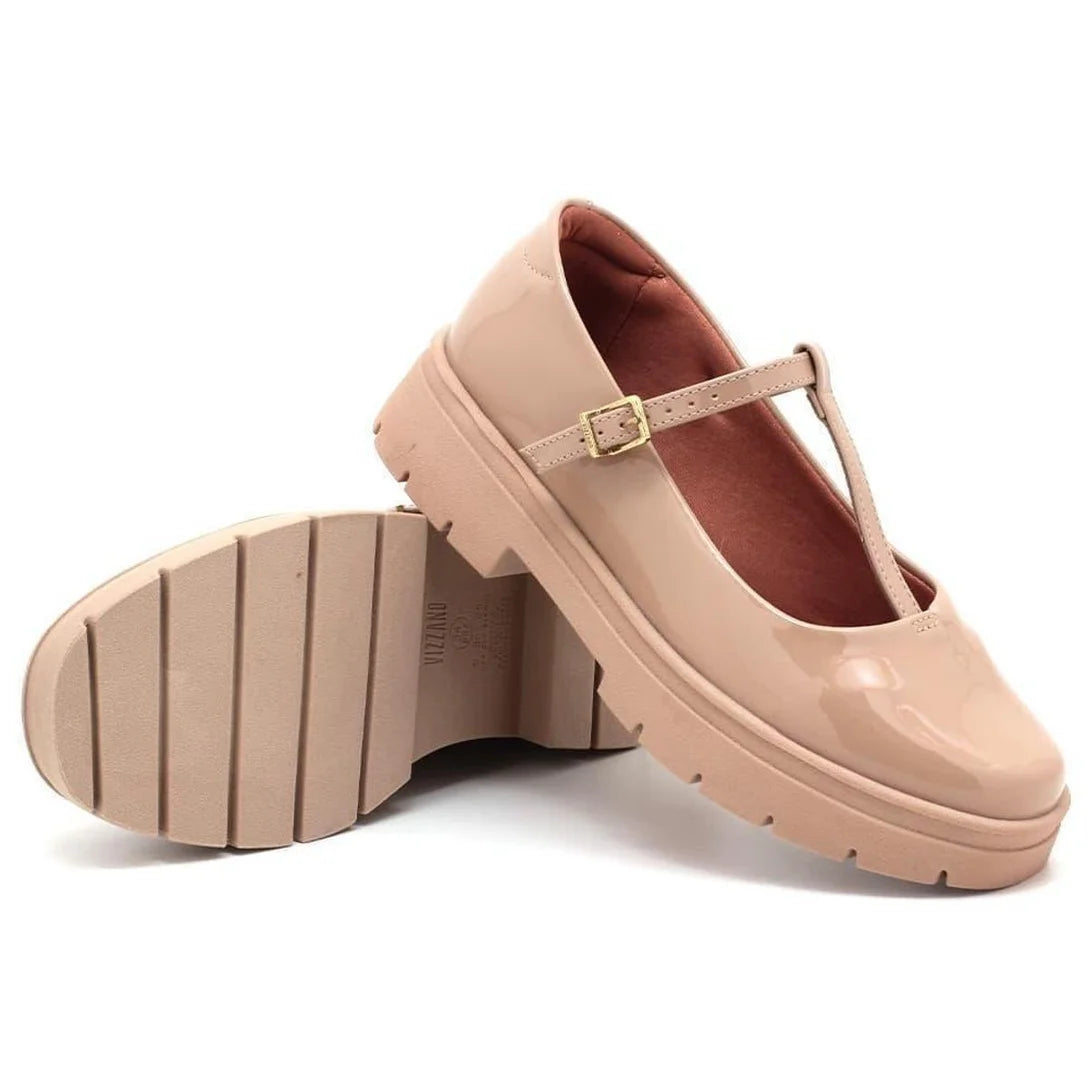 Mocassim Vizzano Verniz Tratorado Tiras Feminina 1422104 – Bege - Imagem 4