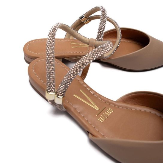 Mule Vizzano com Tiras de Strass – Bege - Imagem 3