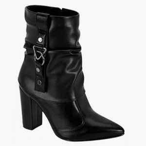 Bota Feminina Vizzano Cano Médio Franzido Preto