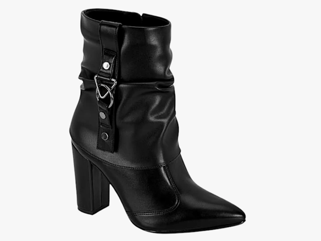 Bota Feminina Vizzano Cano Médio Franzido Preto