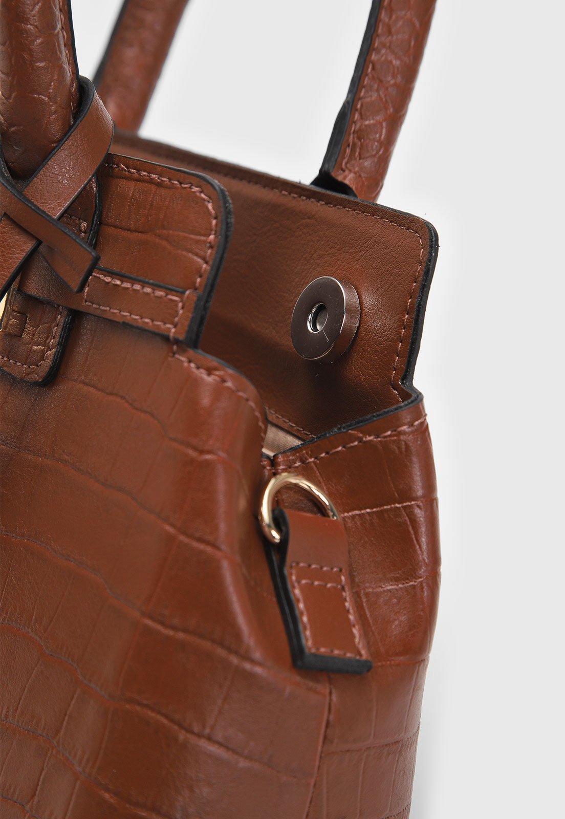 Bolsa Tiracolo Vizzano Croco Alça Dupla Marrom - Imagem 8