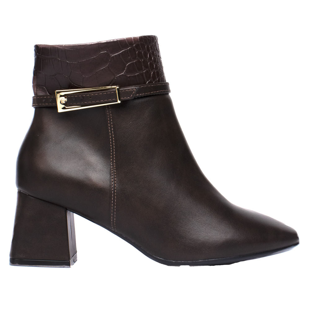 Bota Feminina Vizzano Cano Curto Napa Croco Marrom