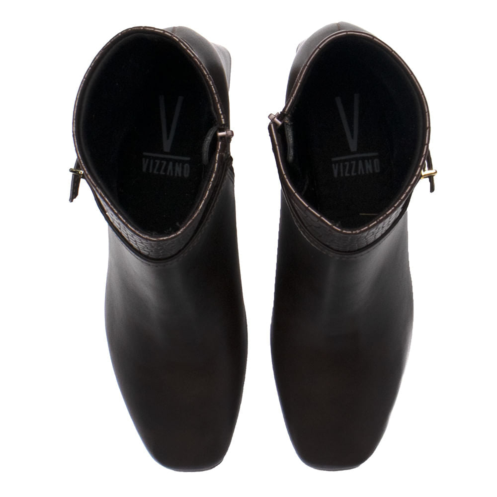 Bota Feminina Vizzano Cano Curto Napa Croco Marrom - Imagem 4