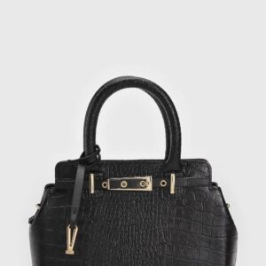 Bolsa Tiracolo Vizzano Croco Alça Dupla Preta