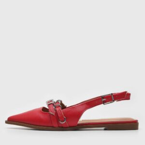 Sapatilha Slingback Vizzano Fivelas Vermelha | Marrom | Off-White