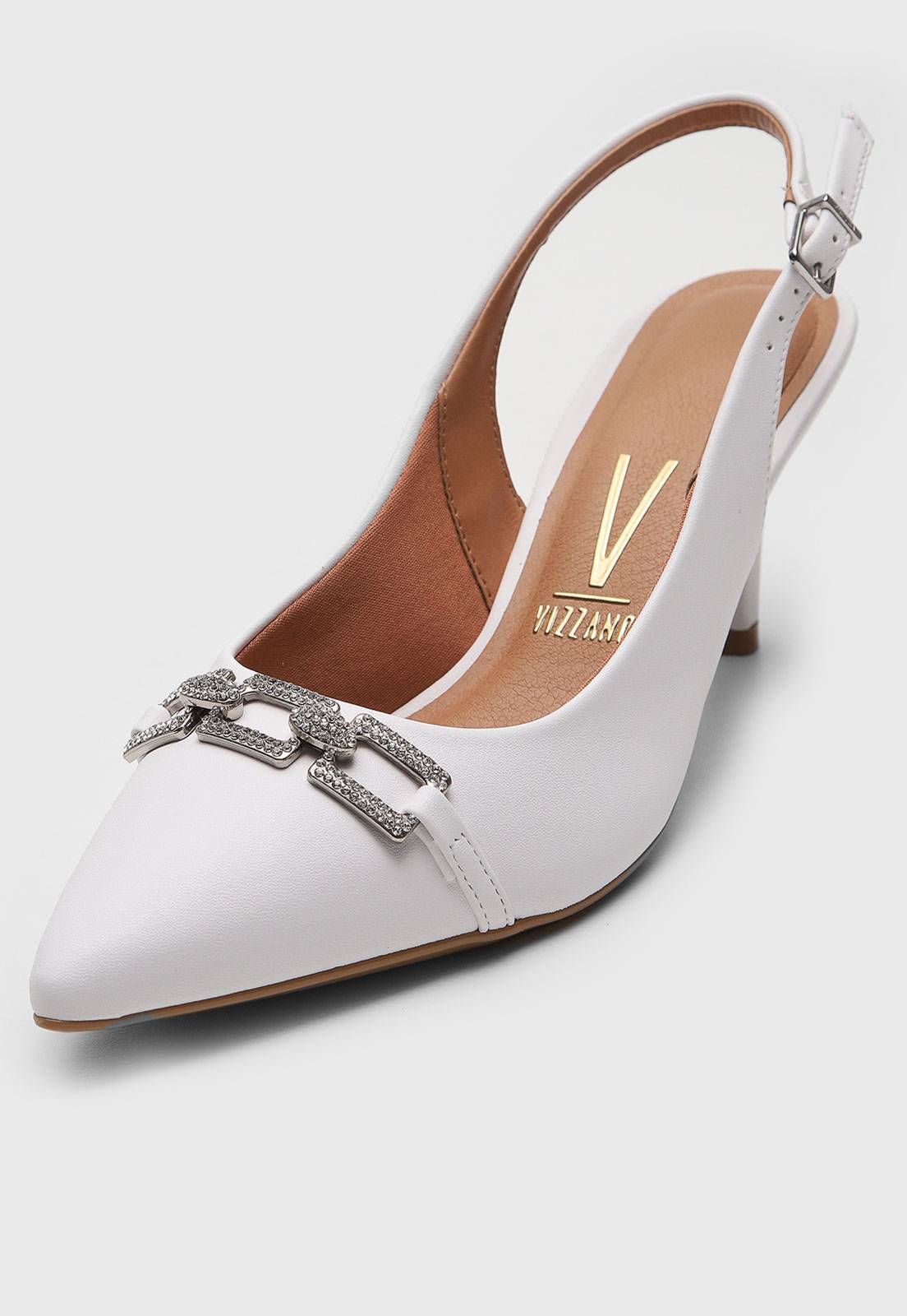 Scarpin Slingback Vizzano Aplicação Branca - Imagem 3