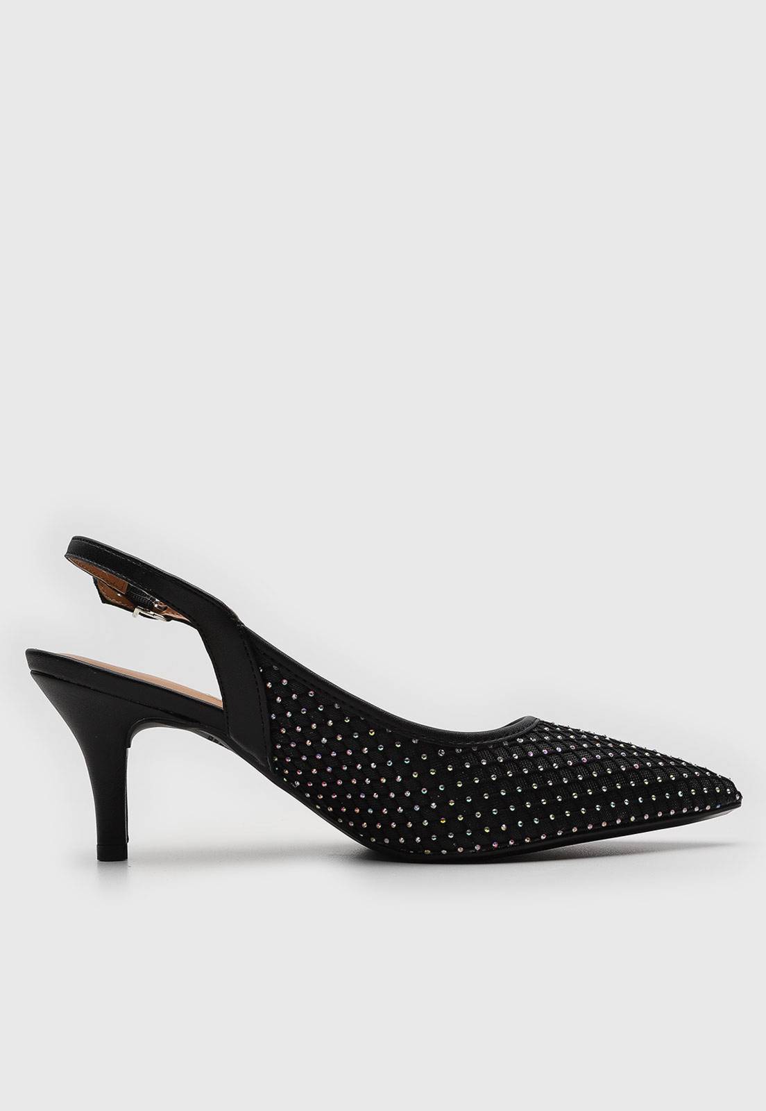 Scarpin Slingback Vizzano Aplicação Hotfix Preto - Imagem 4