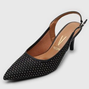 Scarpin Slingback Vizzano Aplicação Hotfix Preto