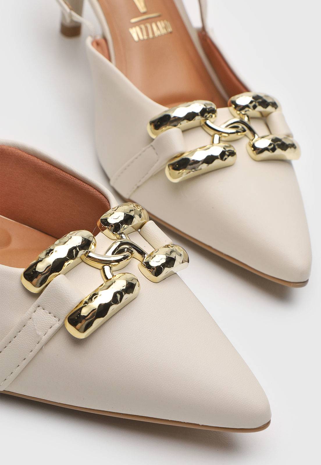 Scarpin Slingback Vizzano Fivela Off-White - Imagem 2