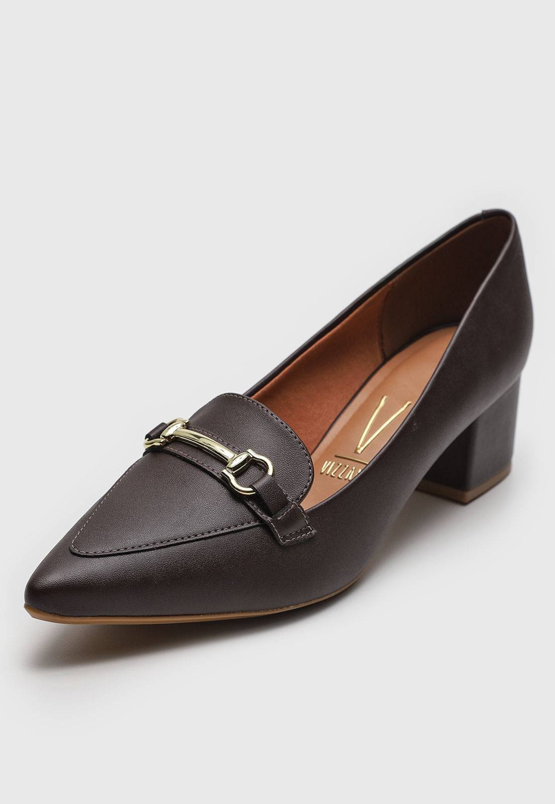 Scarpin Vizzano Salto Grosso Café | Nude